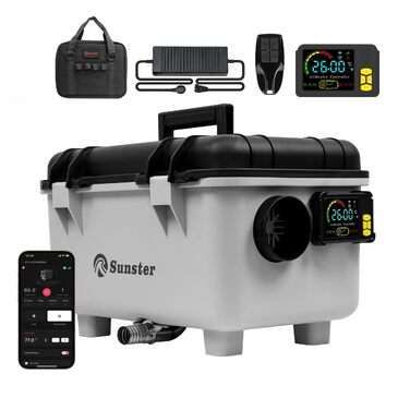 Автономний дизельний обігрівач повітря Sunster 8кВт з керуванням через APP, EU-адаптером та сумкою для транспортування, сірий (TB30)