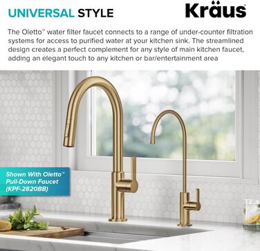 Змішувач кухонний Kraus KPF-3104SFS Oletto бронзовий з фільтром, витяжний одноручний