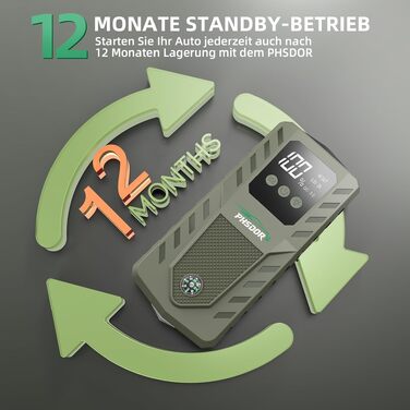 Бустер акумулятора 12V 6000A Jump Starter Powerbank 20000mAh для авто (бензин до 10.0L, дизель до 8.0L) з LED ліхтарем
