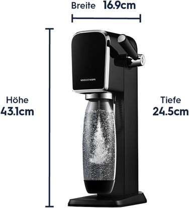 Сифон для газування води SodaStream ART, пляшка 1л та циліндр CO2, чорний