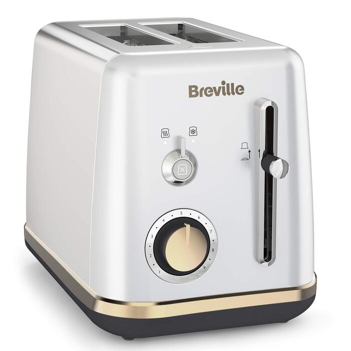 Тостер Breville Mostra для 2 скибок з підставкою для булочок, сріблястий з золотими акцентами