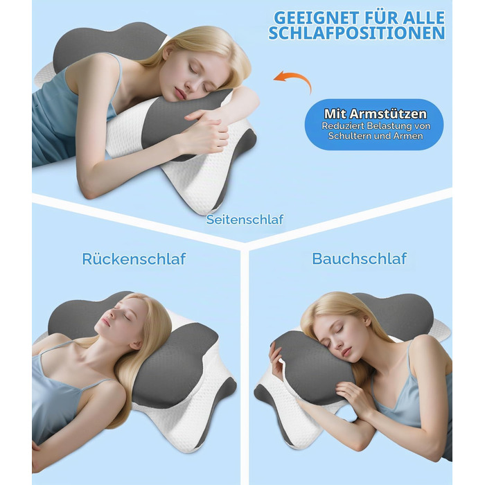 Ортопедична подушка з ефектом пам'яті (Memory Foam) для шиї та голови, ергономічна антихрапічна подушка для сну на боці, спині та животі