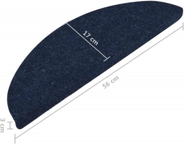 Сходові килимки vidaXL 15 шт., самоклеючі, для захисту сходів, 56x17x3 см, сині
