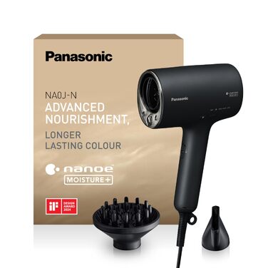 Фен для волосся Panasonic EH-NA0J-N825 nanoe™ MOISTURE+ & Mineral, 1600 Вт, з дифузором та концентратором, чорний
