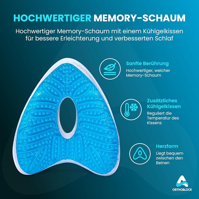 Ортопедична подушка для колін Memory Foam для полегшення болю при ішіасі, з велюровим чохлом, охолоджуючим гелем та колінним бандажем (Сіра)