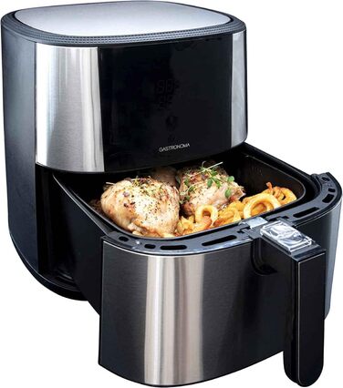 Аерофритюрниця Gastronoma 6 л XXL з нержавіючої сталі, цифровий LED-дисплей, 8 програм, 1800 Вт, без олії, чорна