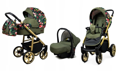 Дитячий візок 3в1 BabyLux Colorlux (люлька, прогулянкова коляска, автокрісло) з квітковим принтом