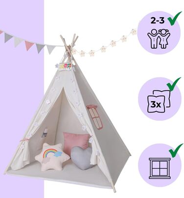 Дитячий намет Kinder Tipi Julia, 120x120x160 см, рожево-бежевий