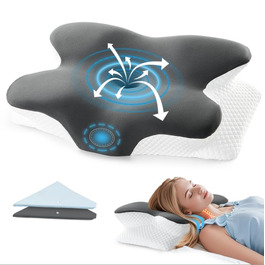 Подушка ортопедична з піни Memory Foam BRO для сну на боці, спині та животі, 60x40x13 см з 2 наволочками