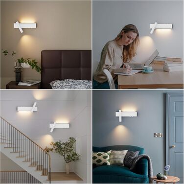 Світильник Klighten LED настінний, 2 шт, 3W+3W, 3000K, чорний алюміній, 2 плафони, 330° обертання, 60° регулювання, для спальні, тепле біле світло, з двома вимикачами