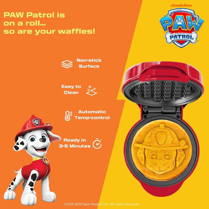 Дитяча міні-вафельниця Paw Patrol 'Скай' (Skye), червона, діаметр вафель 10 см, офіційний ліцензійний продукт