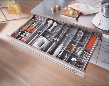 Вставка для столових приборів Blum Orga-Line, набір роздільників, 700-799 мм, сірий пластик