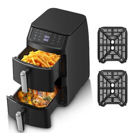 Аерофритюрниця TopStrong з двома камерами 11л, 2500W, вертикальна мультипіч з вікном, 6 функцій, чорна