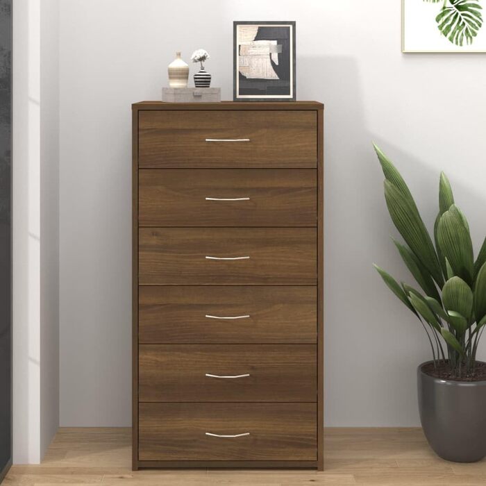 Комод vidaXL з 6 шухлядами, в стилі старого дерева, 50x34x96 см – шафа для зберігання, тумба у вітальню
