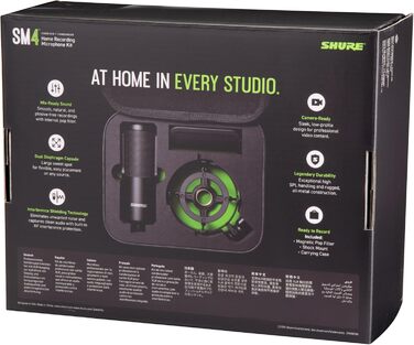 Студійний конденсаторний мікрофон Shure SM4 XLR для вокалу та інструментів, міцний металевий корпус, оптимізований для домашньої студії, готовий до мікшування аудіо