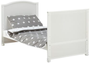 Дитяче ліжечко roba Little Stars 70x140 см, дерев'яне, біле, з текстильним комплектом у зірках, регульоване, трансформер
