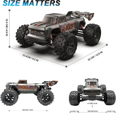 RC Автомобіль 1:16 позашляховик Monster Truck 4WD 40 км/год, водонепроникний, з 2 акумуляторами, помаранчевий