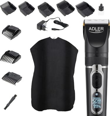 Машинка для стрижки волосся ADLER AD2837 з тримером для бороди, акумулятор 2000 мАг, набір для чоловіків і перукарів