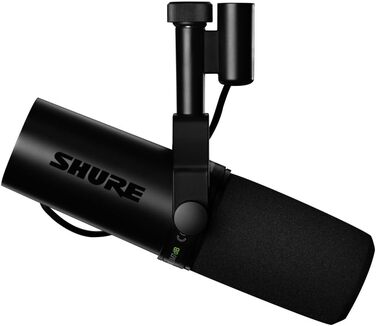 Мікрофон Shure SM7dB динамічний для мовлення, вокалу та подкасту з вбудованим підсилювачем, широкий частотний діапазон, теплий м'який звук, чорний