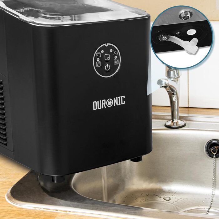 Автоматична льодогенераторна машина Duronic ICM12 BK, 1 л, до 12 кг льоду на добу, тихий компресор 54 дБ, 120 Вт, виготовлення кубиків льоду за 6-8 хвилин