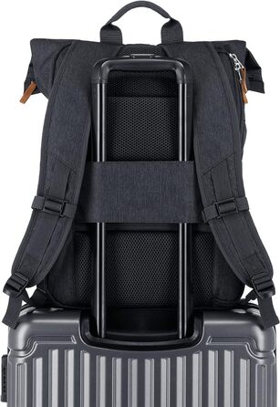 Рюкзак travelite для ручної поклажі, для ноутбука 15,6'', BASICS, дорожній рюкзак Rolltop, 60 см, 35 л, синій/сірий