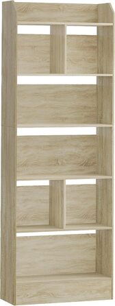 Стильний стелаж для книг Hzuaneri з 6 секціями, білий (Eichenbeige), 24 x 60 x 170 см | Для вітальні, офісу, спальні