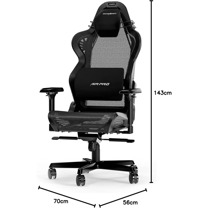 Ігрове крісло DXRacer Air R1S, сітка, чорне, для високих, до 200 см