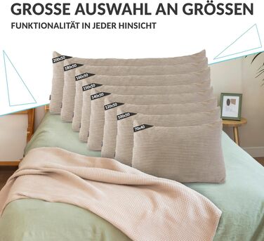 Подушка для спини POKAR Cord Keil 100x50x20 см хакі: для ліжка та дивана, з кишенями, сертифікат Oeko-Tex 100
