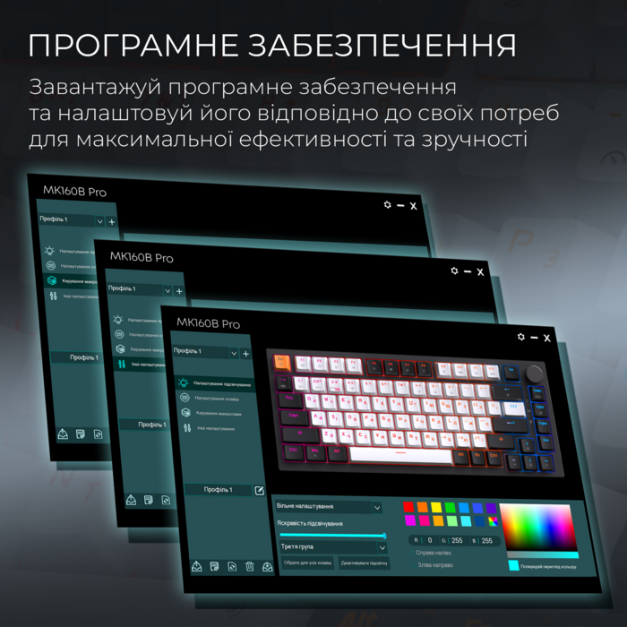 Бездротова механічна клавіатура GamePro MK160 QLAB Sakura Switch Black