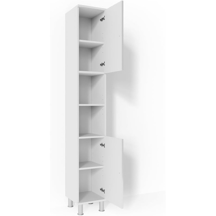 Високий шафа для ванної Vicco Fynn, білий глянець, 30x190 см