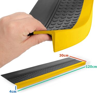 ANRO Гумовий килимок для сходів 120x30x4 см, жовті, антиковзкі для зовнішнього та внутрішнього використання
