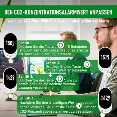 Датчик вуглекислого газу 3-в-1 з HD-дисплеєм: виявлення CO, температура та вологість для дому та подорожей