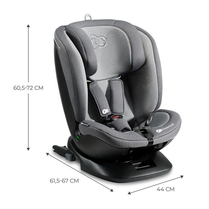 Дитяче автокрісло Kinderkraft XPEDITION2 I-Size 0-36 кг, 360°, Isofix, сіро-гранітне, регульована спинка та підголівник