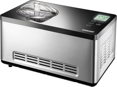 Морозивниця UNOLD 48845 Gusto з компресором, 2 л, 180 Вт, нержавіюча сталь, LCD-дисплей, таймер
