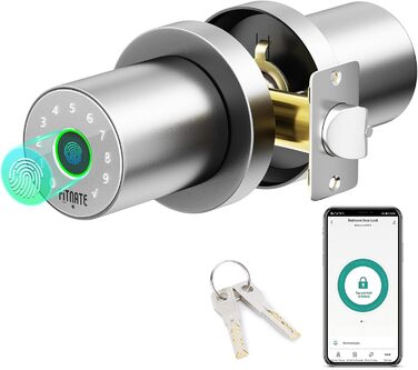 Розумний біометричний дверний замок FITNATE 4-в-1 з відбитком пальця, APP-керуванням, для дому, офісу і готелю, сріблястий