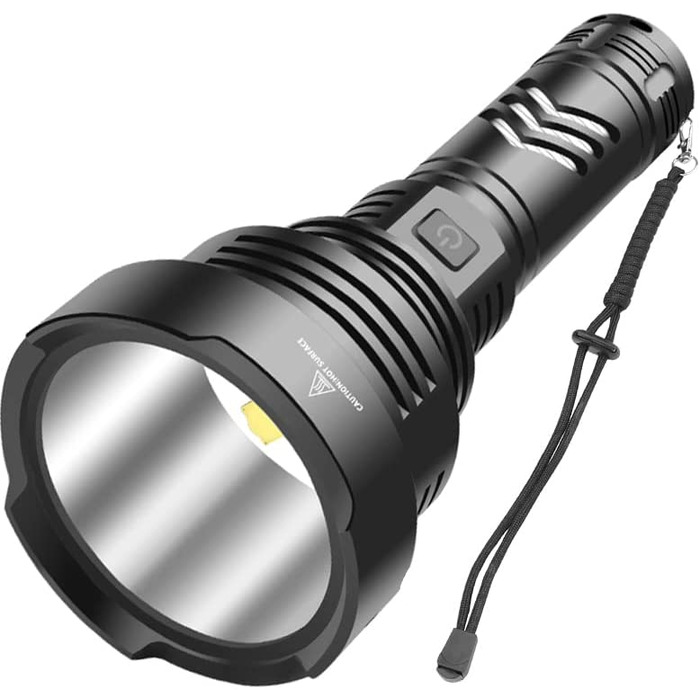 WholeFire Ліхтар LED XHP90 100000 люменів, тактичний, USB-зарядка, 5 режимів, водонепроникний IP65, для поліції, армії, пошуковий, з акумулятором