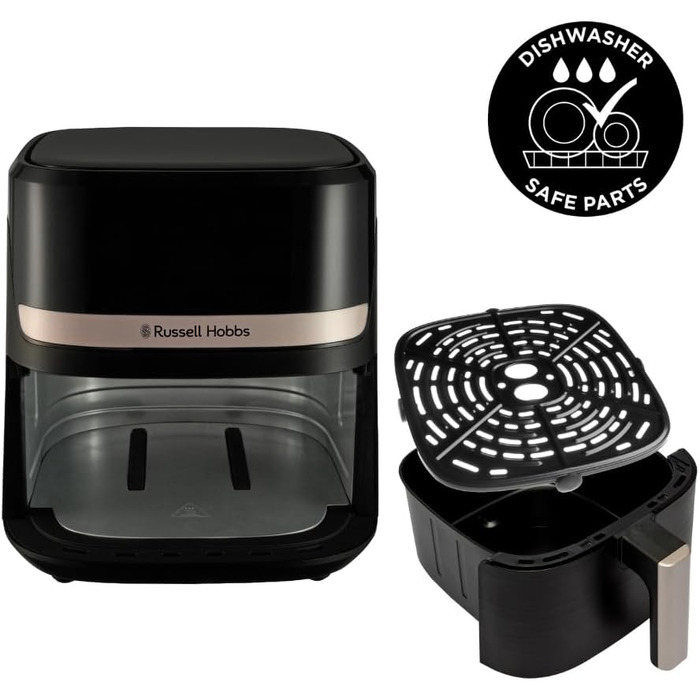 Аерофритюрниця Russell Hobbs SatisFry 4,3 л, 9 програм, Rapid AirFryer, без масла, сенсорне керування, компактна, гриль, випікання, до 200°C, модель 27610-56