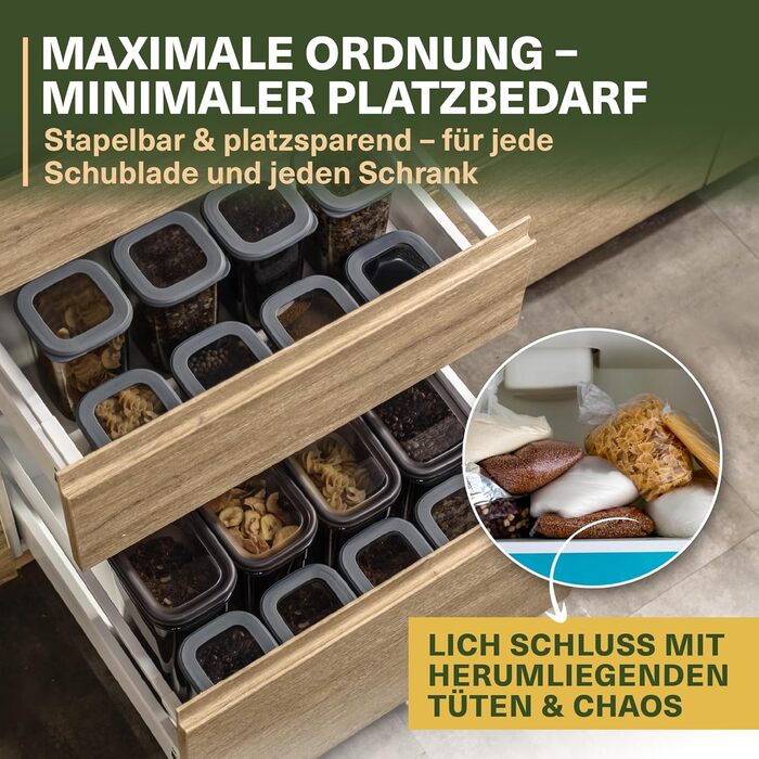 Набір контейнерів для зберігання продуктів 24 шт. з кришкою, BPA-Free, сірі