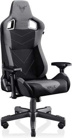 Ігровий крісло VALK Gaia з дихаючою тканиною, ергономічний офісний стілець, кут нахилу 160º, 4D підлокітники, газпатрон класу 4, професійне геймерське крісло (Onyx Schwarz), тканина Onyx Schwarz