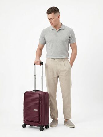 Ручна поклажа REDOLZ — Компактний дорожній валіза-тролей Cabin Trolley з відділенням для ноутбука, бордовий, розмір S