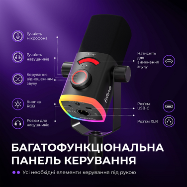 Мікрофон динамічний Fifine AM8PROS XLR/USB Black