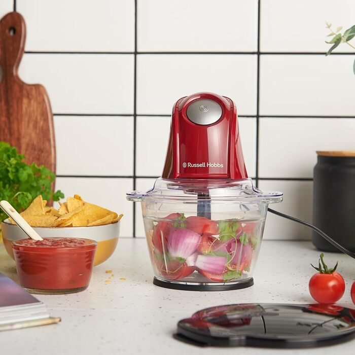 Кухонний комбайн Russell Hobbs 27131-56 Matte Charcoal 350W: подрібнювач для овочів, фруктів, м'яса, цибулі, 1л, нержавіюча сталь, 2 швидкості, миття в посудомийній машині