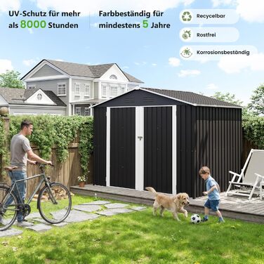Металевий садовий будиночок UDPATIO 4 м³ 228x121x181 см для вулиці: сарай для інструментів, гараж для велосипедів, оцинкована сталь, замикаючи двері, темно-сірий