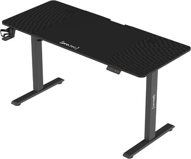 Електричний стіл pro.tec Stryn 140x60 см, регульований по висоті, чорний, з пам'яттю положень, робочий стіл для офісу 72-117 см