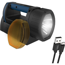 Потужний ручний LED прожектор ANSMANN HS1500R, акумулятор 5200 мА·год, зарядка Micro USB, 3 режими, регульована головка, аварійне освітлення