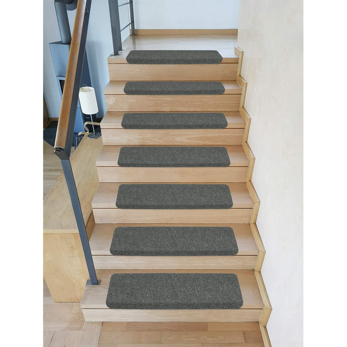 Комплект килимків для сходів Kettelservice-Metzker Ramon, прямокутні, 65x24x3,5 см, сірі, 15 шт.