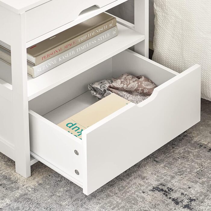 Тумба приліжкова SoBuy FRG258-W з 2 шухлядами і 2 полицями, 45x55x38 см, біла