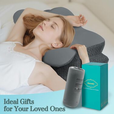 Ортопедична подушка з піни Memory Foam для сну на боці, підтримка шиї, Queen Size (40x60x12 см), темно-сіра. Зменшує біль у шиї та плечах