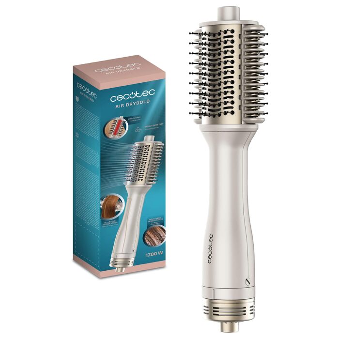 Фен-щітка Cecotec Air DryBold Essential з іонізацією, 1200 Вт, для сушіння, випрямлення та надання об'єму, 3 режими, бежево-рожевий