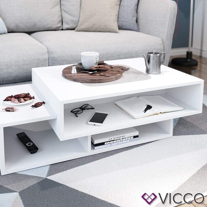 Журнальний стіл Vicco Bari, білий, 105x32 см, сучасний дизайн для вітальні